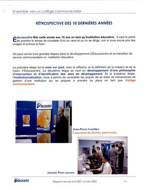   RAPPORT ANNUEL - ÉDUCACENTRE, mars 2002   , page 3