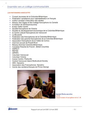   RAPPORT ANNUEL - ÉDUCACENTRE, mars 2002   , page 15