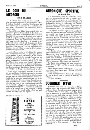   L'APPEL, LE MAGAZINE FRANCO-COLOMBIEN, 1966   , page 7