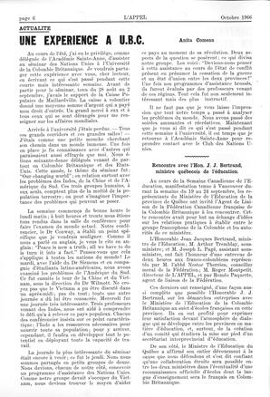   L'APPEL, LE MAGAZINE FRANCO-COLOMBIEN, 1966   , page 6