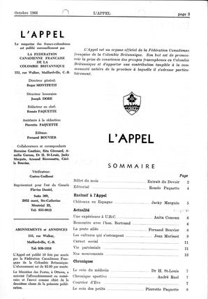   L'APPEL, LE MAGAZINE FRANCO-COLOMBIEN, 1966   , page 3