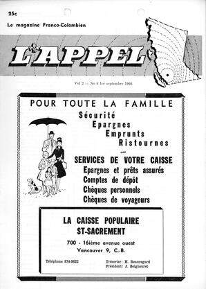   L'APPEL, LE MAGAZINE FRANCO-COLOMBIEN, 1966   , page 1