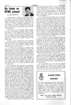   L'APPEL, LE MAGAZINE FRANCO-COLOMBIEN, 1966   , page 6