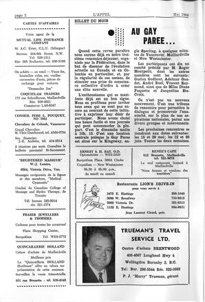   L'APPEL, LE MAGAZINE FRANCO-COLOMBIEN, 1966   , page 2