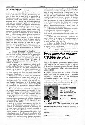   L'APPEL, LE MAGAZINE FRANCO-COLOMBIEN, 1966   , page 7