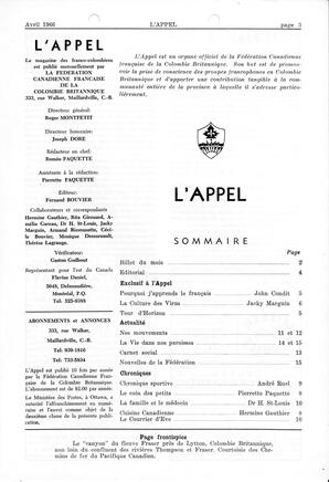   L'APPEL, LE MAGAZINE FRANCO-COLOMBIEN, 1966   , page 3