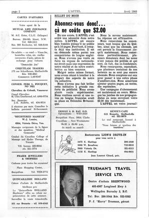  L'APPEL, LE MAGAZINE FRANCO-COLOMBIEN, 1966   , page 2