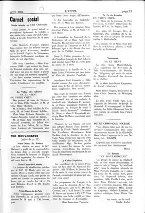   L'APPEL, LE MAGAZINE FRANCO-COLOMBIEN, 1966   , page 13
