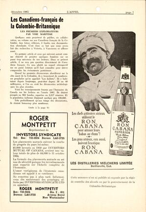   L'APPEL, LE MAGAZINE FRANCO-COLOMBIEN, 1965   , page 7