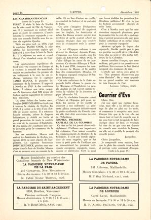   L'APPEL, LE MAGAZINE FRANCO-COLOMBIEN, 1965   , page 14