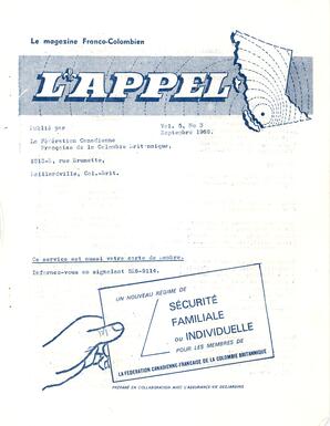   L'APPEL, LE MAGAZINE FRANCO-COLOMBIEN, 1969   , page 1