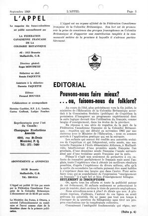   L'APPEL, LE MAGAZINE FRANCO-COLOMBIEN, 1968   , page 3