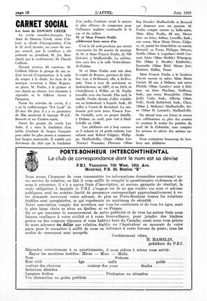   L'APPEL, LE MAGAZINE FRANCO-COLOMBIEN, 1968   , page 16