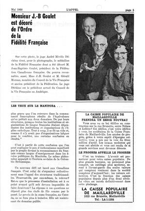   L'APPEL, LE MAGAZINE FRANCO-COLOMBIEN, 1968   , page 5