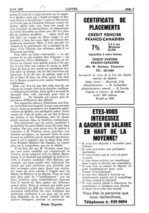   L'APPEL, LE MAGAZINE FRANCO-COLOMBIEN, 1968   , page 5