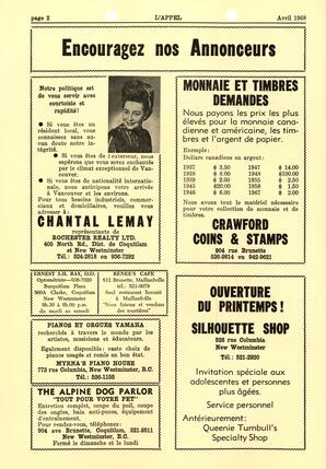   L'APPEL, LE MAGAZINE FRANCO-COLOMBIEN, 1968   , page 2