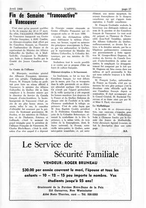   L'APPEL, LE MAGAZINE FRANCO-COLOMBIEN, 1968   , page 17