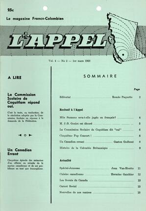   L'APPEL, LE MAGAZINE FRANCO-COLOMBIEN, 1968   , page 1
