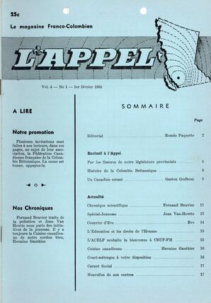   L'APPEL, LE MAGAZINE FRANCO-COLOMBIEN, 1968   , page 1