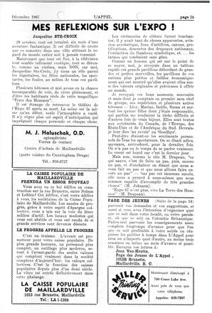   L'APPEL, LE MAGAZINE FRANCO-COLOMBIEN, 1967   , page 15