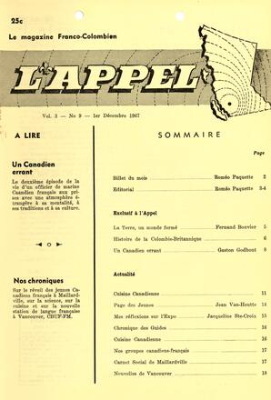  L'APPEL, LE MAGAZINE FRANCO-COLOMBIEN, 1967   , page 1