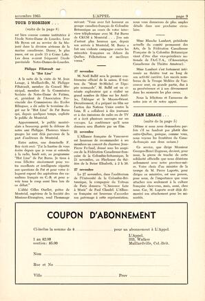   L'APPEL, LE MAGAZINE FRANCO-COLOMBIEN, 1965   , page 9