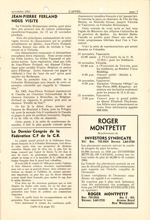   L'APPEL, LE MAGAZINE FRANCO-COLOMBIEN, 1965   , page 7