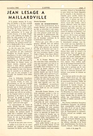   L'APPEL, LE MAGAZINE FRANCO-COLOMBIEN, 1965   , page 5