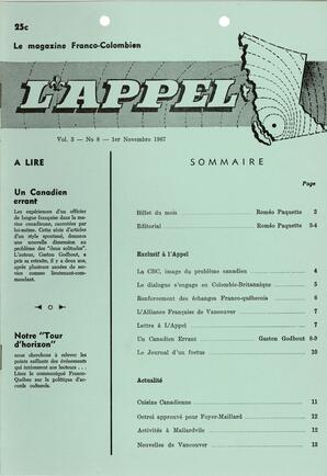  L'APPEL, LE MAGAZINE FRANCO-COLOMBIEN, 1967   , page 1
