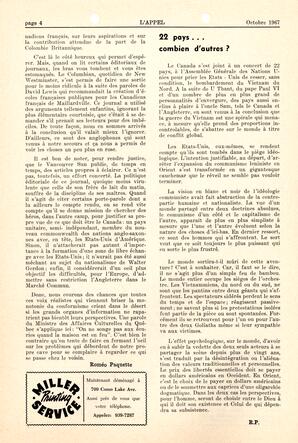   L'APPEL, LE MAGAZINE FRANCO-COLOMBIEN, 1967   , page 4