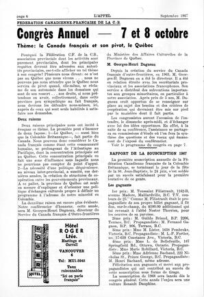   L'APPEL, LE MAGAZINE FRANCO-COLOMBIEN, 1967   , page 6