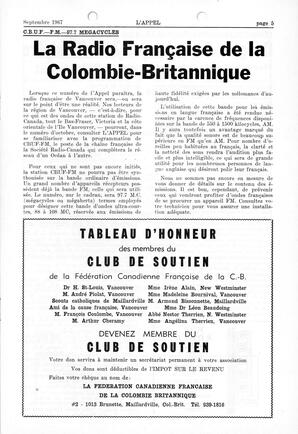   L'APPEL, LE MAGAZINE FRANCO-COLOMBIEN, 1967   , page 5