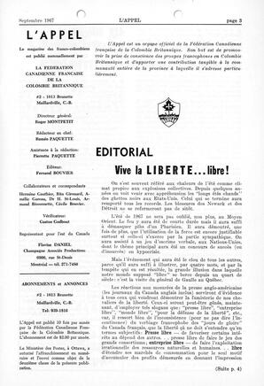   L'APPEL, LE MAGAZINE FRANCO-COLOMBIEN, 1967   , page 3