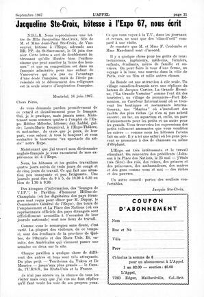   L'APPEL, LE MAGAZINE FRANCO-COLOMBIEN, 1967   , page 11