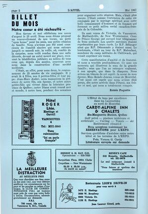   L'APPEL, LE MAGAZINE FRANCO-COLOMBIEN, 1967   , page 2