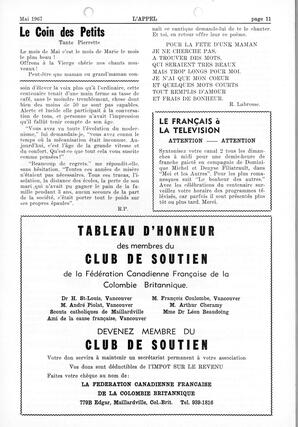   L'APPEL, LE MAGAZINE FRANCO-COLOMBIEN, 1967   , page 11