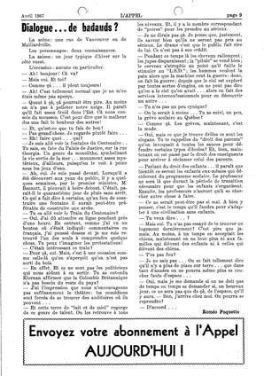   L'APPEL, LE MAGAZINE FRANCO-COLOMBIEN, 1967   , page 9