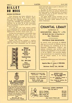   L'APPEL, LE MAGAZINE FRANCO-COLOMBIEN, 1967   , page 2