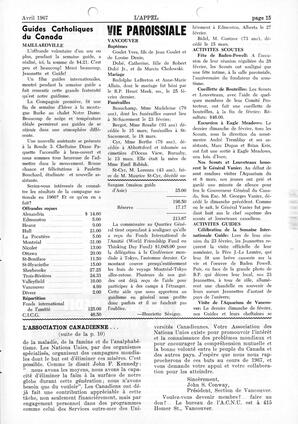   L'APPEL, LE MAGAZINE FRANCO-COLOMBIEN, 1967   , page 15