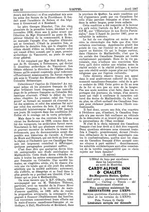   L'APPEL, LE MAGAZINE FRANCO-COLOMBIEN, 1967   , page 12