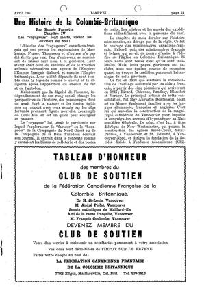   L'APPEL, LE MAGAZINE FRANCO-COLOMBIEN, 1967   , page 11