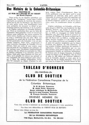   L'APPEL, LE MAGAZINE FRANCO-COLOMBIEN, 1967   , page 5