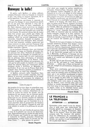   L'APPEL, LE MAGAZINE FRANCO-COLOMBIEN, 1967   , page 4