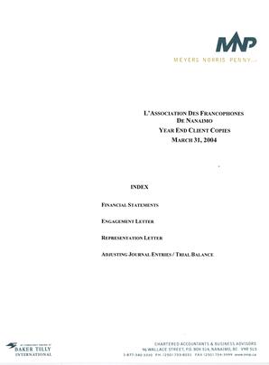   ÉTATS FINANCIERS - EN, 2004   , page 2