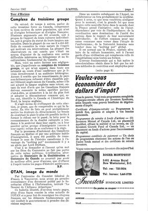   L'APPEL, LE MAGAZINE FRANCO-COLOMBIEN, 1967   , page 7