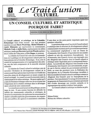   LE TRAIT D'UNION CULTUREL, 1993   , page 1