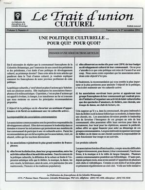   LE TRAIT D'UNION CULTUREL, 1992   , page 1