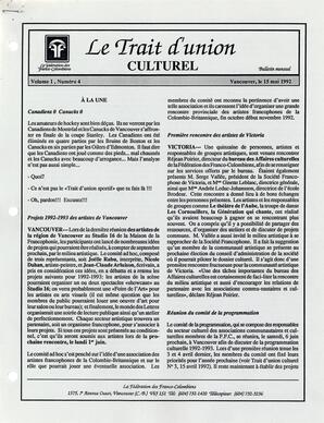   LE TRAIT D'UNION CULTUREL, 1992   , page 1