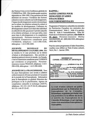   LE TRAIT D'UNION CULTUREL, 1994   , page 6