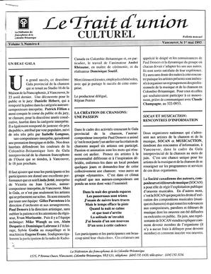   LE TRAIT D'UNION CULTUREL, 1993   , page 1